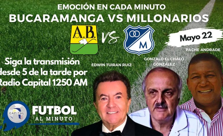 ¡La Pasión del Fútbol en Vivo! Bucaramanga vs. Millonarios: Transmisión Imperdible por Radio Capital 1250 AM