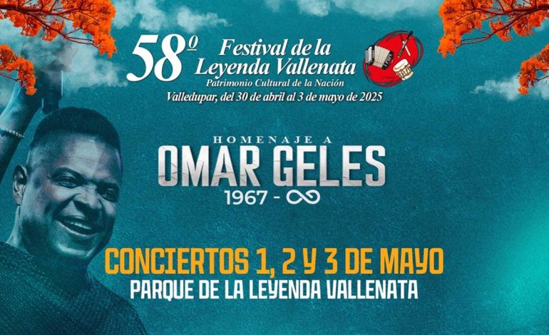 Venta anticipada con el 35% de descuento para los espectáculos musicales del 58° Festival De La Leyenda Vallenata, en homenaje al Rey Vallenato Omar Geles